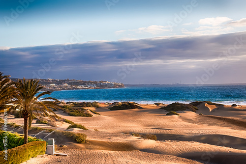 A beautiful and sunny beach in Playa del Ingles, Gran Canaria, Spain
