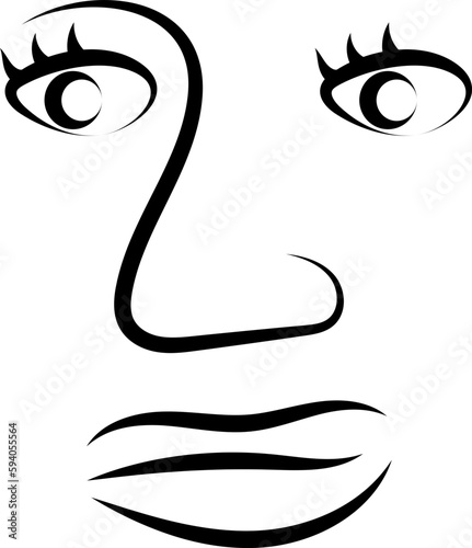 Face Outline Line Shape Design Element