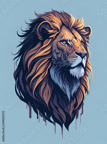 A lion head cartoon. AI generated illustration