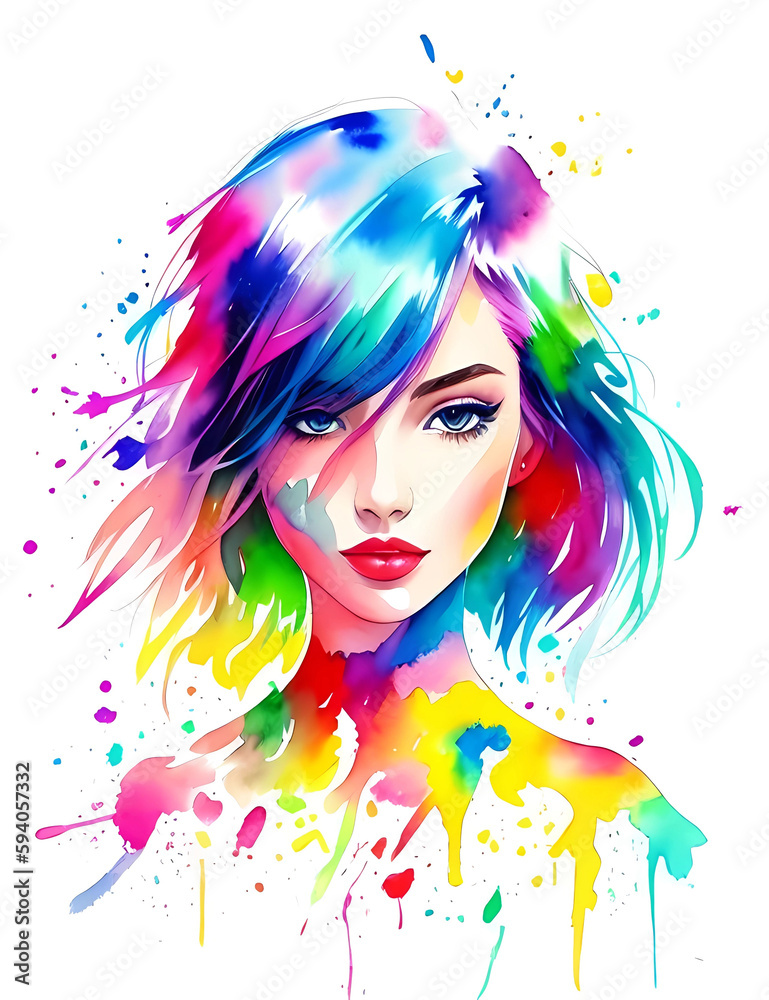 colorful beauty woman splash