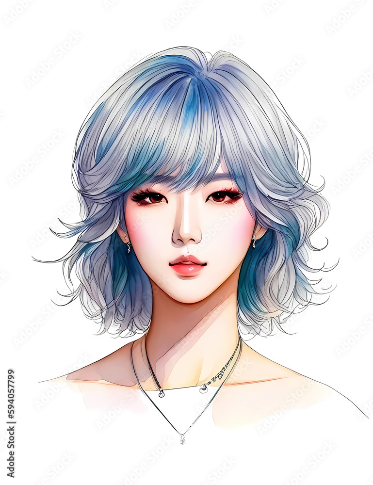 Asian girl portrait. Vector. Asian girl portrait. Vector.