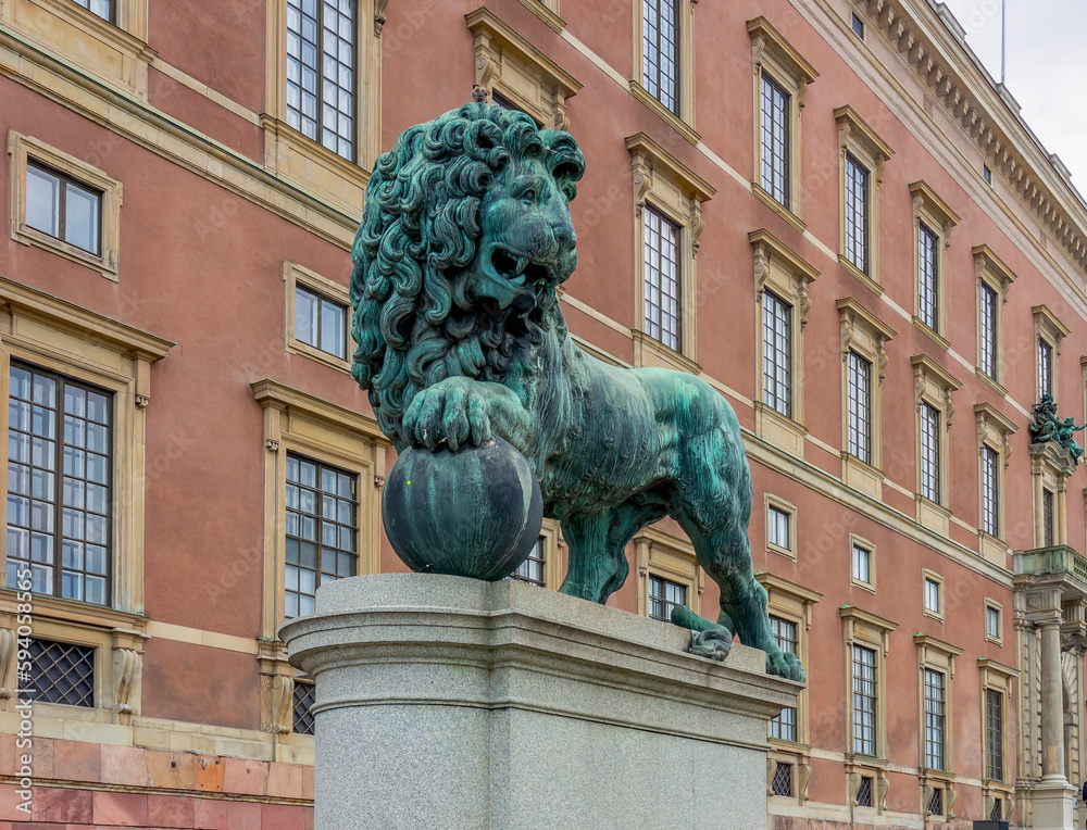 Statue of lion at Royal palace, Stockholm, Sweden