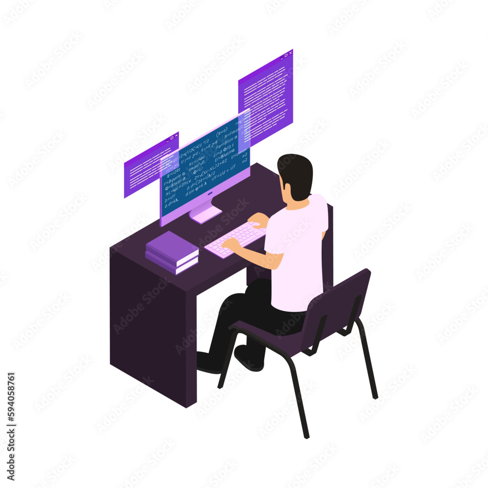 Distance Learning Isometric Icon