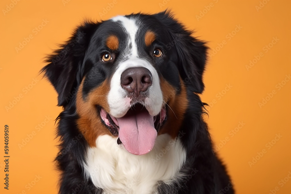 Engraçado Bernese mountain dog na cor de fundo Engraçado Bernese mountain dog na cor de fundo