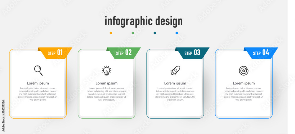 Business infographic element with 4 options, steps, number template design Premium Vector
