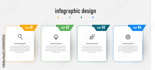 Business infographic element with 4 options, steps, number template design Premium Vector
