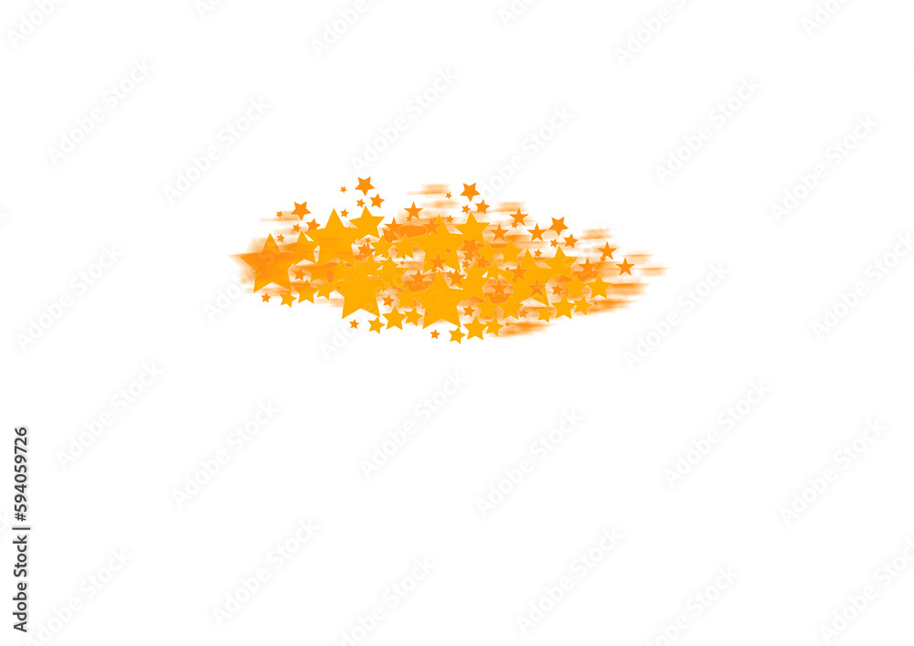 Star icon, orange symbol and color sparkle for firework or decoration twinkle design. Space, stars and element of gold glow graphic isolated on a transparent png or alpha channel background
