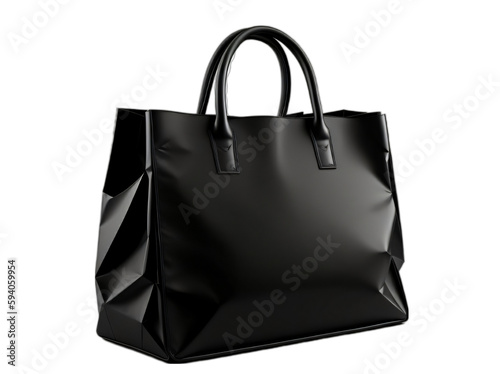 black leather bag isolated on png background