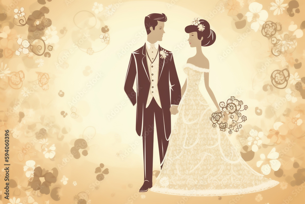 just married background illustration, generative ai just married background illustration, generative ai