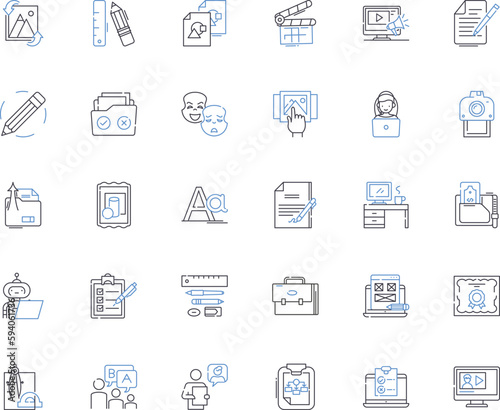 Array line icons collection. Index, Length, Element, Size, Data, Memory, Pointer vector and linear illustration. Sort,Search,Merge outline signs set