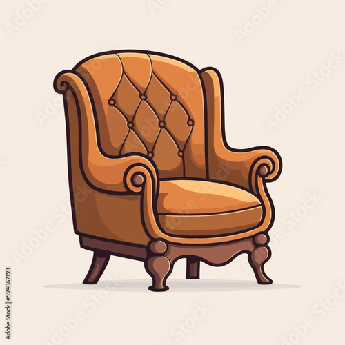 luxurious brown armchair. Armcair on the white background. Vector armchair. flat illustration.