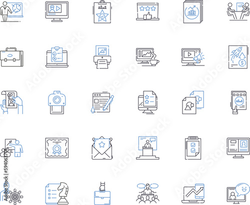 Show line icons collection. Performance, Production, Theater, Entertainment, Spectacle, Drama, Comedy vector and linear illustration. Music,Art,Acting outline signs set
