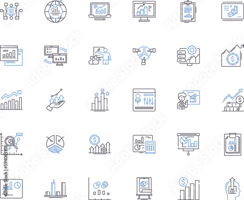 Numerical illustration line icons collection. Graphs, Charts, Graphical, Visualization, Infographics, Data, Analysis vector and linear illustration. Statistics,Diagrams,Representation outline signs