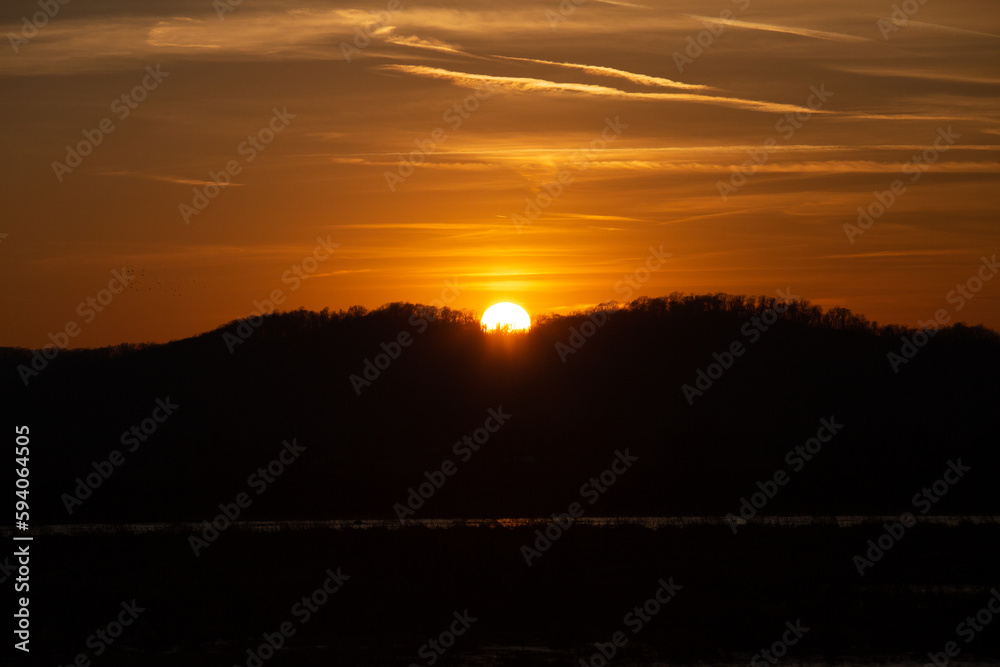 Sunset between the hills