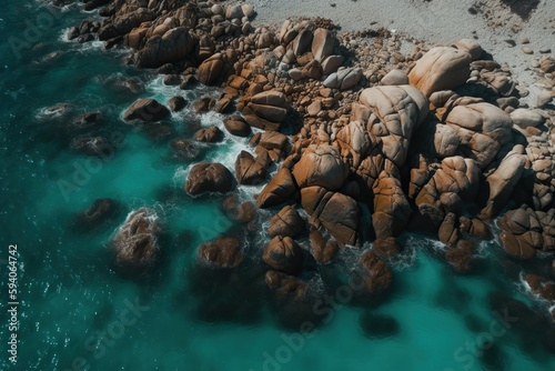 Drone Shot of a Sea Coast, Insane Color Grading, Clean Sea Water