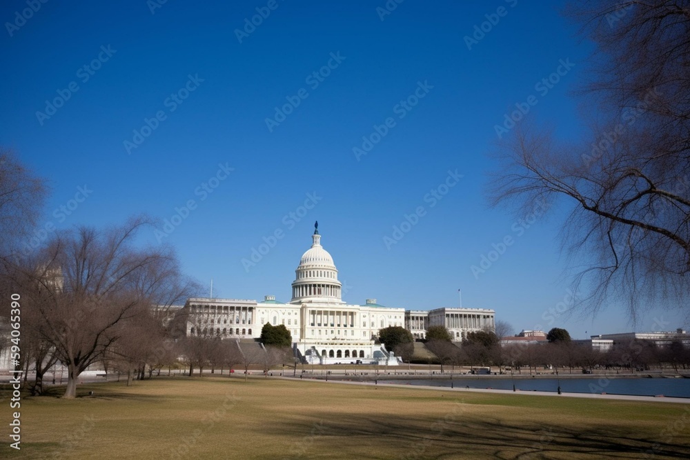 Capitol building in Washington DC. Generative AI