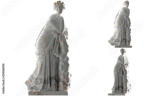 Valokuva White marble statue of Polyhymnia with gold accents