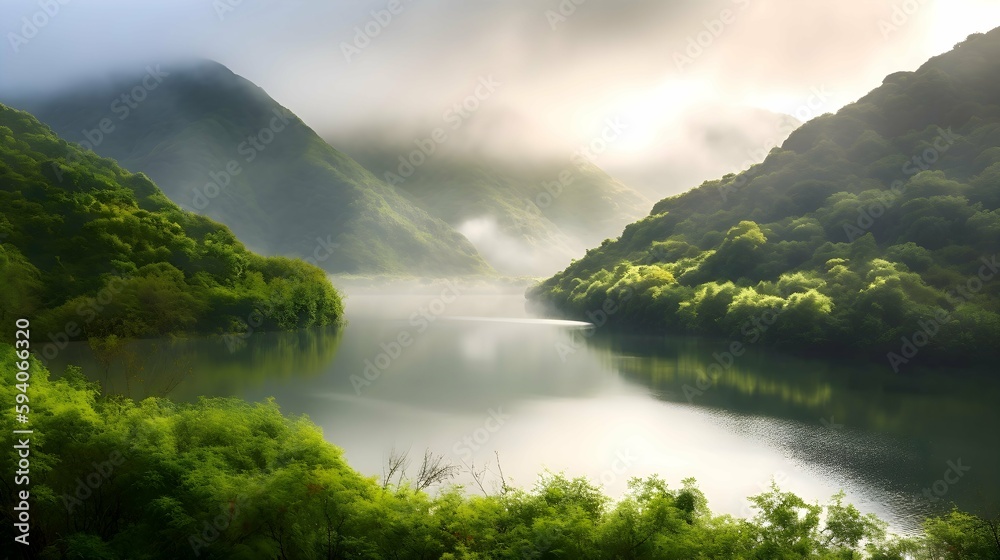 A breathtaking landscape of a serene lake