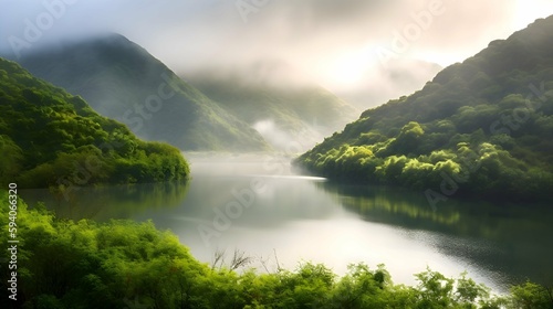 A breathtaking landscape of a serene lake