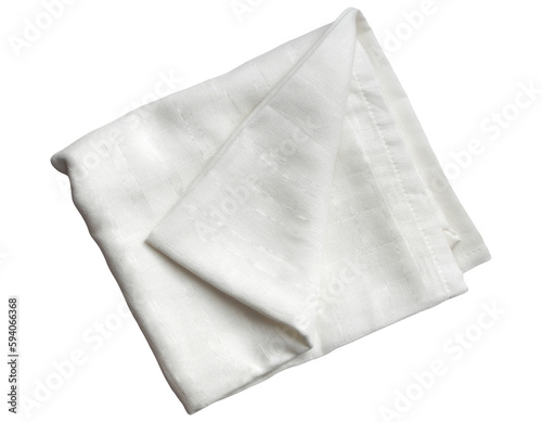 natural linen napkin in a neutral shade, great as background object for flatlays, isolated over a transparent background, textile design element, top view, cut out