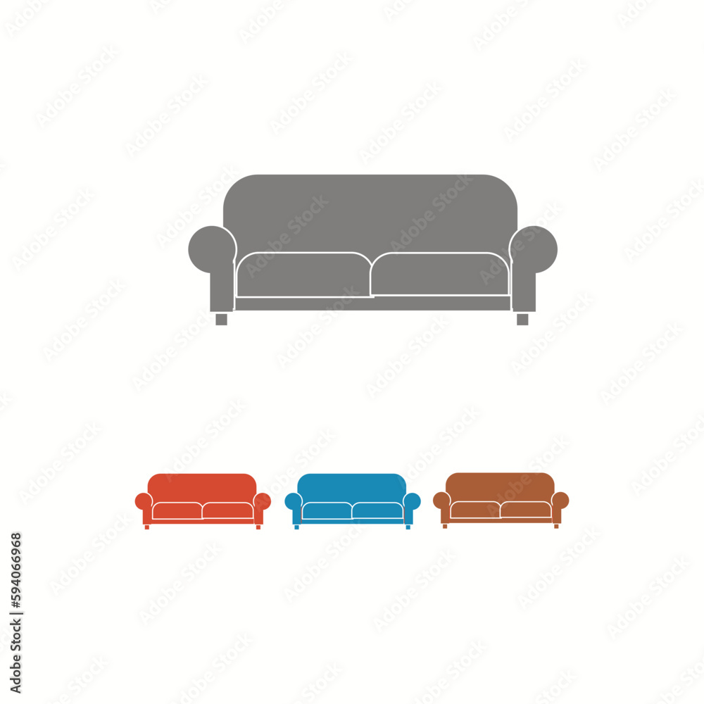 Sofa Icon Set. Furniture or Interior Element Vector