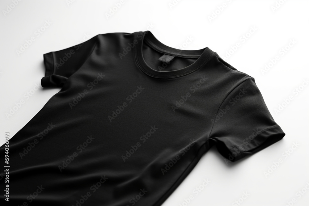 Chic and Contemporary, Black T-shirt Mockup on White Background Generative AI Chic and Contemporary, Black T-shirt Mockup on White Background Generative AI