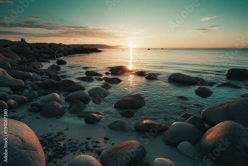 Beautiful Rocks in the Sea, Crystal Clear Water, Sunset, Cinematic Shot