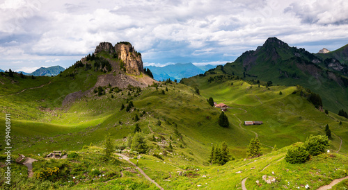 Fototapeta Naklejka Na Ścianę i Meble -  View from Schynige Platte of the Swiss alps near interlaken Switzerland