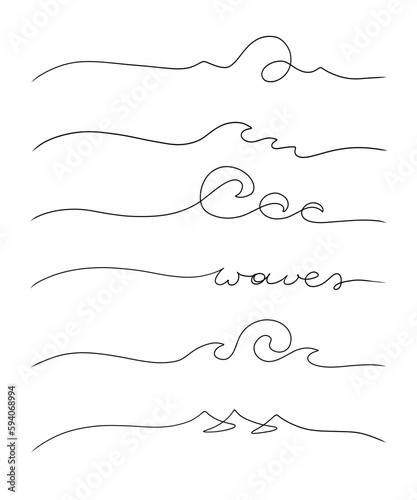 Doodle of waves drawn with one line