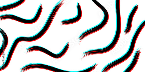 Abstract glitch grunge texture background. Set of slim ink lines. For wallpapers, banners or textile designs. Vector illustration.