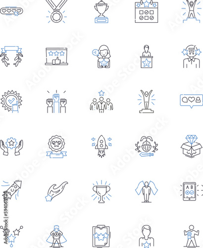Effective leaders line icons collection. Visionary, Empathetic, Confident, Charismatic, Strategic, Resilient, Decisive vector and linear illustration. Inspirational,Collaborative,Innovative outline