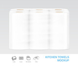 Paper towels in shrink film mockup. Vector illustration. Can be use for template your design, presentation, promo, ad. EPS10.	