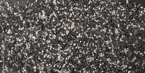 Gravel Pieces Mix Texture Background, Grey Coarse Sand Pattern, Granular Stones Mockup, Grit Sand