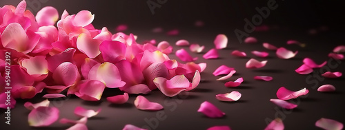 Flying pink rose petals. Background for weddings, holidays, generative ai tools 