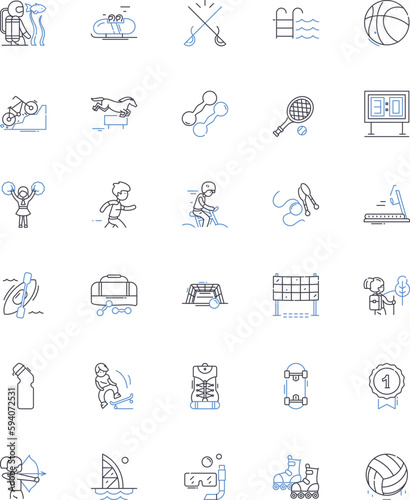 Workout line icons collection. Fitness, Exercise, Strength, Endurance, Stamina, Conditioning, Agility vector and linear illustration. Flexibility,Resistance,Cardio outline signs set