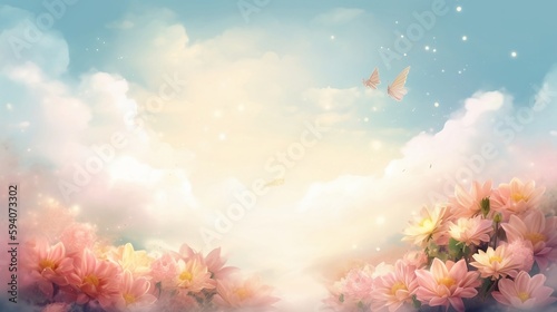 flowers in the clouds of heaven  generative Al 