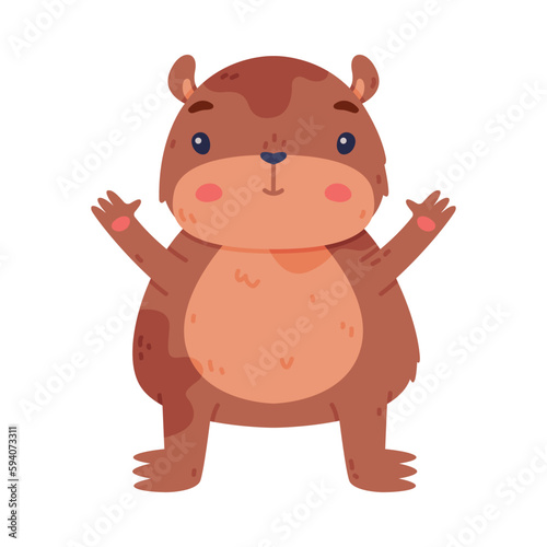 Cute Hamster Character with Stout Body Standing and Smiling Vector Illustration