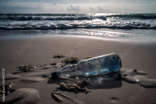 Plastic water bottles pollution in ocean Generative AI