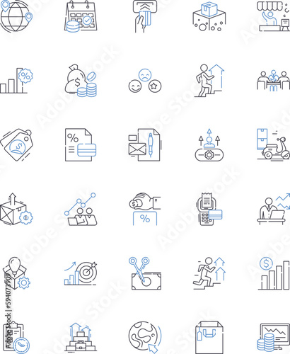 Gain and earnings line icons collection. Profit, Revenue, Income, Return, Gains, Yield, Benefit vector and linear illustration. Reward,Earn,Accumulate outline signs set
