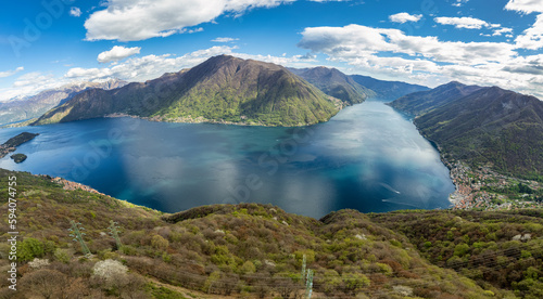 Lago di Como (Lake Como) aerial view between Argegno and Pigra