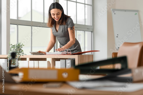 Female accountant working a...