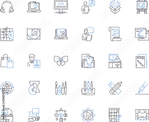 Independent contractor line icons collection. Freelance, Self-employed, Entrepreneur, Outsourced, Subcontractor, Consultant, Soloist vector and linear illustration. Overhead,Autonomy,Expertise outline