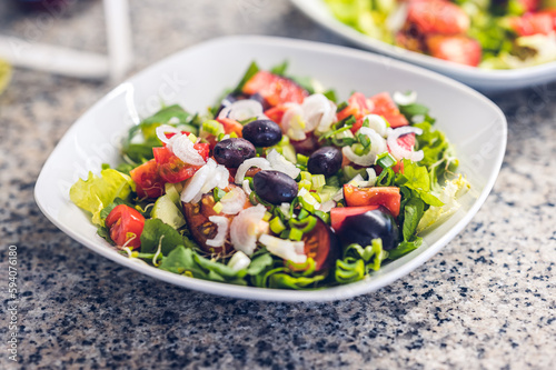 Salad with cherry tomatoes and olives