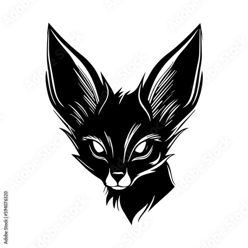 Fennec Fox Logo Monochrome Design Style 