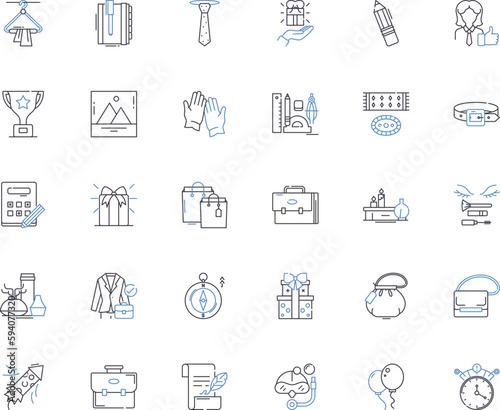 Trinkets line icons collection. Jewelry, Bauble, Bracelet, Necklace, Earring, Brooch, Pin vector and linear illustration. Trinket box,Ring,Charm outline signs set