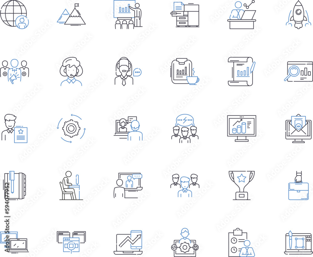 Business operations line icons collection. Efficiency, Process, Workflow, Automation, Logistics, Optimization, Performance vector and linear illustration. Productivity,Revenue,Supply chain outline