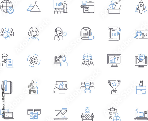 Business operations line icons collection. Efficiency, Process, Workflow, Automation, Logistics, Optimization, Performance vector and linear illustration. Productivity,Revenue,Supply chain outline