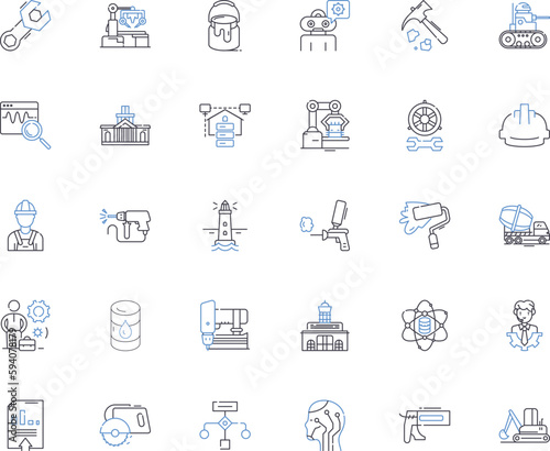 Maker line icons collection. Create, Invent, Craft, Build, DIY, Innovate, Construct vector and linear illustration. Design,Fabricate,Engineer outline signs set