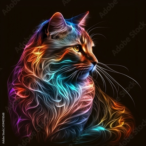 Neon Cat AI Art #2