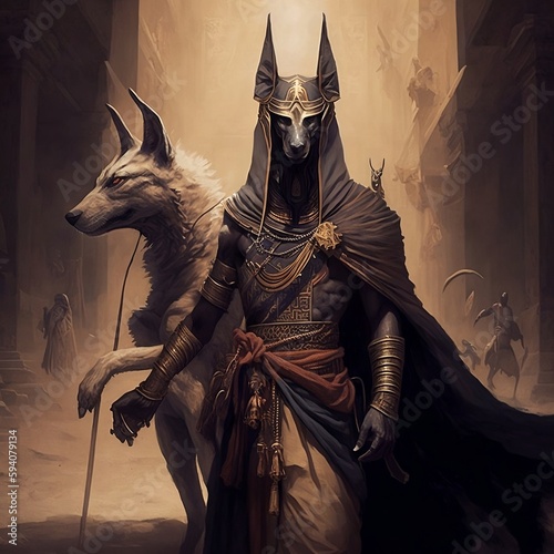 Mighty Anubis and jackal, Generative AI